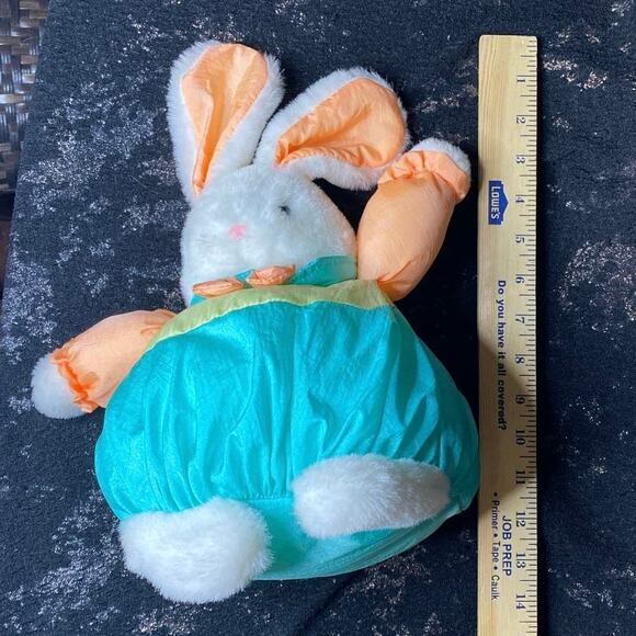 DanDee Puffalump Style Parachute Plush Rabbit Bunny Easter Peach Blue Orange - Picture 9 of 9